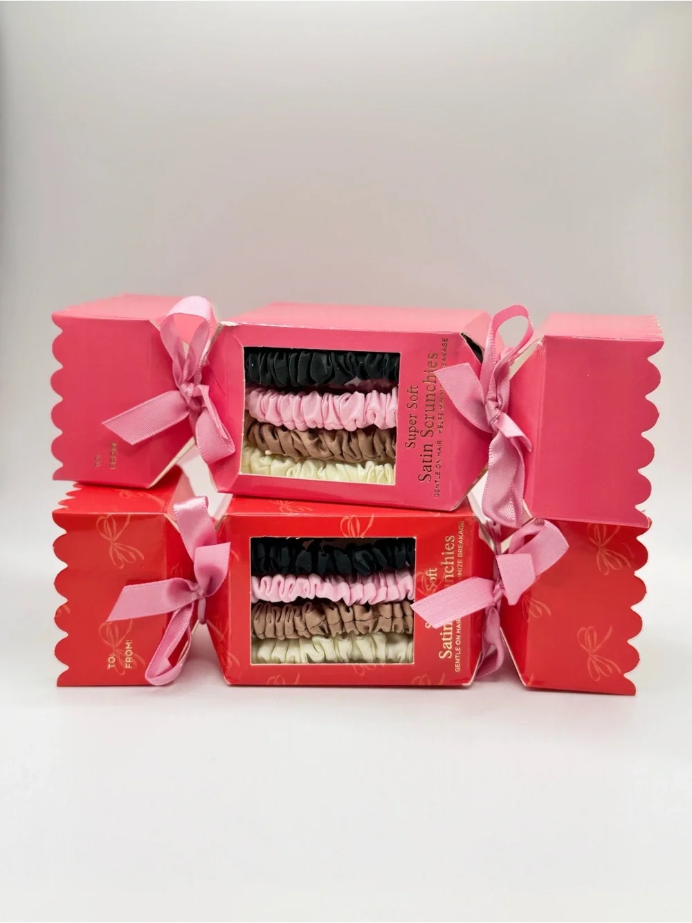 2 Satin Scrunchie Gift Boxes | 8 Scrunchies Holiday Gift Set NEW
